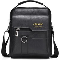 WEIXIER Men's Messenger Bag Leather Crossbody Shoulder Bag Classic Waterproof Briefcase Satchel Travel Bag black