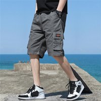 M-5XL Men Trend Cargo Shorts Men's Letter Print Pocket Shorts Summer Fashion Casual Straight Shorts Male Ropa Hombre XXXXL grey