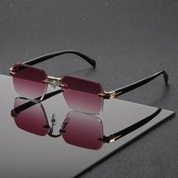 Rimless Sunglasses Rectangle Fashion Popular Women Men Shades Small Square Sun Glasses for Female Male Summer Traveling Eyewear gray