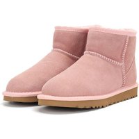 Genuine Leather Women's Snow Boots Suede Cotton Boots Low Calf Low Cotton Shoes Snow Shoes 39 pink