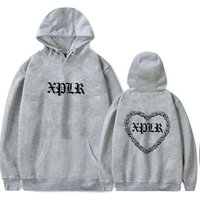 Sam and Colby XPLR Men's and Women's Hooded Sweatshirt Long sleeved Hoodie Warm Street Clothing Winter Top 3XL gray