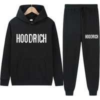 HOODRICH Letter Printed Hooded Sweatshirt Set, Casual Sports Set Manufacturer XXXL black
