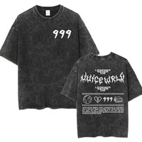 Rapper Juice Wrld Retro Washed T-Shirt Men'S Hip Hop Gothic XL black