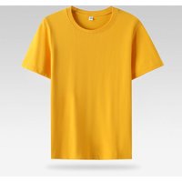Cotton Solid Colors Blank T Shirts Mens Women Short Sleeve Daily Tees Casual Regular Fit Summer Basic O-neck Tops Asian M yellow