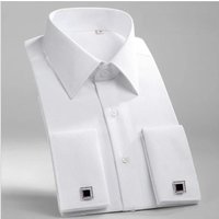 6XL Men's French Cuff Dress Shirt Long Sleeve Winged Collar Dress Shirt Men's Wingtip Tuxedo Formal Shirts Party Dinner Wedding 5XL white