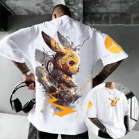 Pokémon Anime Peripheral Pikachu Doublesided Printed Tshirt 2026 Summer Kids Tee Outdoor Training and Fitness Mens Sportswear 4XL white