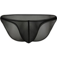 Men's Ultra-Thin Ice Silk Low-Rise Briefs with U-Shaped Pouch (50g) XXL black
