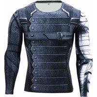 Spring and Autumn Round Neck 3D Superhero Series Printed Top Fashionable Casual Long Sleeved Men's T-shirts XL gray