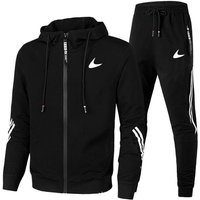 Women Fashion brand sportswear long sleeved sweater and jogging pants set 2 pieces,running spring 3XL black