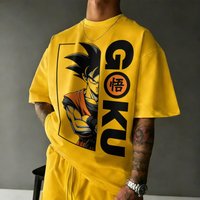 2026 New Summer Dragon Ball 40th Anniversary Wukong 100% Cotton Anime Printed T-shirt Extra Size Casual Streetwear Unisex Y2k 4XL yellow