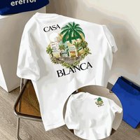 2026 Hot Casablanca Aesthetic Y2K Architectural Graphic Unisex Casual Round Neck Short Sleeve Summer Neutral Streetwear T-shirt Loose Tee Top S white