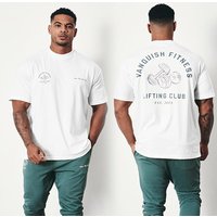 European and American Style Men's Short-sleeve Sports Fitness T-shirt Casual Cotton Hip-hop Running Workout Clothing 3XL white