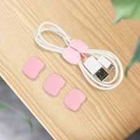 Joom 4pcslot Pretty Cable Winder USB Cable Earphone Cable Organizer Holder Buckle Portable Tiny Office Accessories Cable Organizer light pink