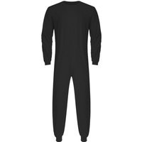 Unisex Elderly Anti Strip Adaptive Jumpsuit Crew Neck Long Sleeve Back Zipper Long Pants One Piece Rompers M black