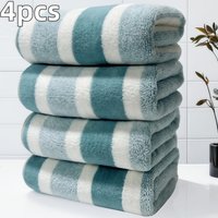 4pcs Set of Large Bath Towels, Oversized Thick Coral Fleece Towels, Ultra-Fine Fiber, Available in Various Colors, Absorbent, Quick-Drying 4pcs green