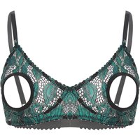 Womens Sexy Lingerie Plus Size Bras Lace Open Nipples Bralette Wire-Free Unlined Bra Top 4XL green