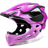 Kids Full Face Bike Helmet 2-in-1 Detachable Lightweight for Cycling Skateboard Scooter, Adjustable MTB BMX Helmet for Boys Girls Ages 4-10 rose red