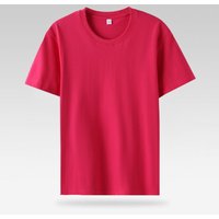 Cotton Solid Colors Blank T Shirts Mens Women Short Sleeve Daily Tees Casual Regular Fit Summer Basic O-neck Tops 4XL rose red