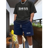 Men's Two-piece Sportswear Short Sleeved T-shirt and Pants Set Running and Fitness Sportswear 2026 Summer Big Discount XL gray