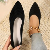 Women's Pointed Toe Flat Shoes Solid Color Knitted Slip on Shoes Casual Breathable Shoes for Spring and Summer 40 beige