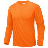 Simple Solid Color Men's Long Sleeve T-shirts Outdoor Run Sports Tees Loose Round Neck Fashion Tops Fall Comfortable Pullover XL orange