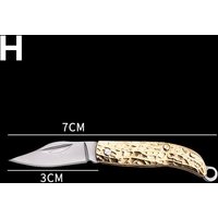 1PC Brass Miniature Keychain Folding Knife Mini Tool Pocket Knife Stainless Steel H beige