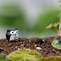 Joom Mini Owl Statue Vivid Colors Mini Cute Safe Odorless Resin Durable Owl Decor for Home Office Shelf black