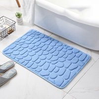 Beautiful Cobblestone Embossed Bathroom Bath Mat Non-slip Carpets In Wash Basin Bathtub Side Floor Rug Shower Room Doormat Memory Foam Pad 50x80cm sky blue