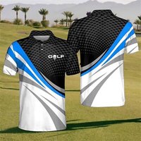 Men's Striped Sports Polo Shirts Golf Shirt Short Sleeve Polo Shirts Collared Shirts Casual Sportswear Vacation Wear Buttons 3D XL black