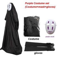 Halloween Anime Cartoon Kaonashi Spirited Away No Face Man Cosplay Costume Mask gloves Faceless Set Party Performance Costume M black