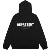 High-Quality REPRESENT Small Logo Unisex Hoodie - Men's American High Street Style, Loose Fit for Couples black