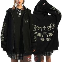 Melanie Martinez Portals Tour Zip Up Hoodies Casual Men Women Hooded Sweatshirts Hip Hop Streetwear Zipper Jacket Y2K Coats XS black