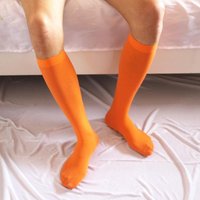 Silky Thin Men Socks Mens Summer Ultra High Stretchy Smooth Over-the-Calf Business Nylon Socks Gifts Men Long Socks Men Seamless orange