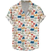 Summer Harajuku 3D Printed Sexy Styles Shirts Hentai Patterns Graphic Short Fashion Funny Cool Men Blouses 2XL beige