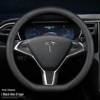 Tesla Steering Wheel Covers: Genuine Leather, Anti-Slip, All-Season, Fits Model 3/Y/X/S 36cm (Model 3 and Y)
