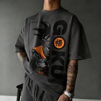 2026 New Summer Dragon Ball 40th Anniversary Wukong 100% Cotton Anime Printed T-shirt Extra Size Casual Streetwear Unisex Y2k XXL black