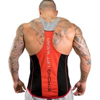 Mens Bodybuilding Tank Tops Gym Fitness Sleeveless Shirt Cotton Casual Singlet Vest XXL black/red