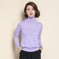Wool Pure Cashmere Sweater Women's Knitted Turtleneck Cashmere Pullover Elasticity Pull High Neck Knitting Sweaters XL gray