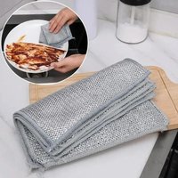 Magic Cleaning Cloth Metal Silver Wire Rags Kitchen Dish Pot Wash Dishing Cloths Towel Clean Tools 1PC silver