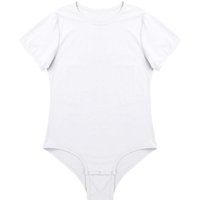 Mens Comfortable Romper One Piece T-shirt Bodysuit Press Crotch Short Sleeve Sleepwear for Daily Use XL white
