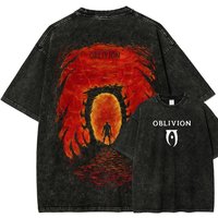 The Elder Scrolls Anime Lover Washed T-shirt Year round clothing high quality personality Clothes Plus Size Unisex New Model Couples tee L red