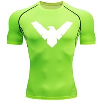 Summer Short Sleeve Compression Shirt Men Sports Top Running T Shirt Quick Dry Gym Workout 6XL green