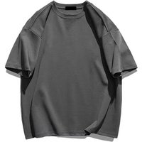 Men's T-Shirt 100% Cotton High-quality T Shirt Men Women Solid Color Basic Casual Clothing Big Size Short Sleeve Black White Top XXL grey