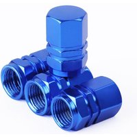 Joom 4Pcs Car Tire Valve Caps Knurling Style Tire Valve Cap Aluminum Tire Wheel Cap Air Valve Cap Car Universal accessories blue