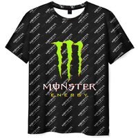 Summer Monster Energy Brand 3D Printed T-Shirt Casual Quick-Drying Breathable Round Neck Short Sleeve S black