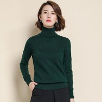 Wool Pure Cashmere Sweater Women's Knitted Turtleneck Cashmere Pullover Elasticity Pull High Neck Knitting Sweaters L beige
