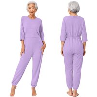 Nursing Care Romper S-XXL for Elderly Women: Security Anti-Strip Design, Full Access Back and Leg Zipper for Day & Night XXL lavender