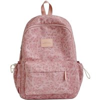 Leopard Print Nylon Backpack for Women – Fashionable and Durable Everyday Bag with Multiple Pockets and Adjustable Straps pink