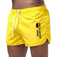Men's Summer Multi-color Polyester Beach & Sports Three-quarter Shorts XXXL yellow