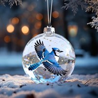 Natures Birds Crystal Glass Christmas Tree Ornament Set With Plastic Material For Holiday Decor Bluebird